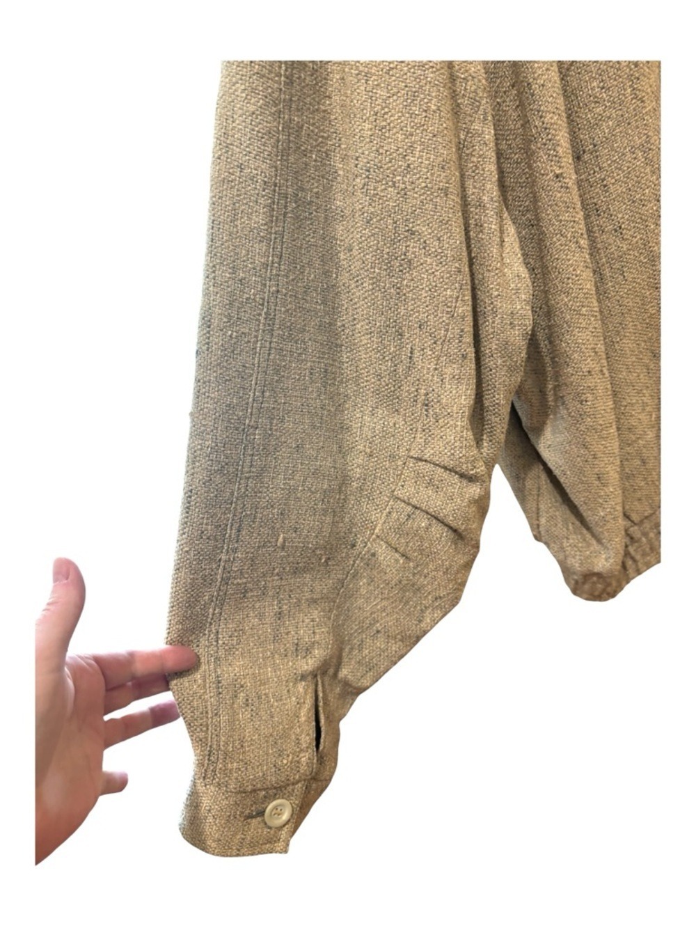 70s NEIMAN MARCUS LINEN SILK BLEND BOMBER JACKET W BACK PLEAT ECLECTIC GRANDPA L - Picture 5 of 10